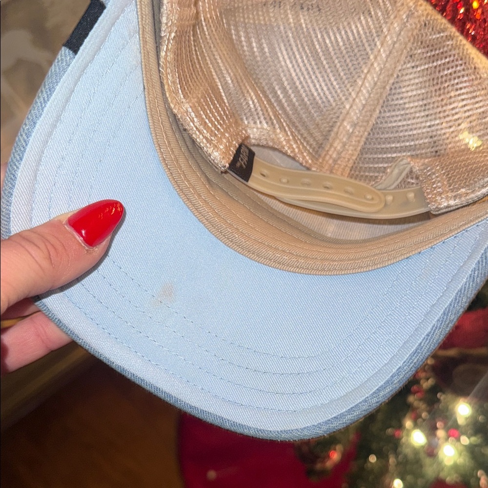 Blue Denim Trucker Hat with Cow Patch - Picture 7 of 9